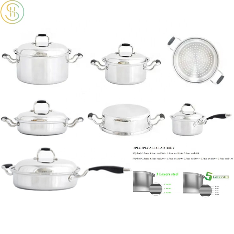 3 Ply 12pcs Stainless Steel Cookware Set--SC 030