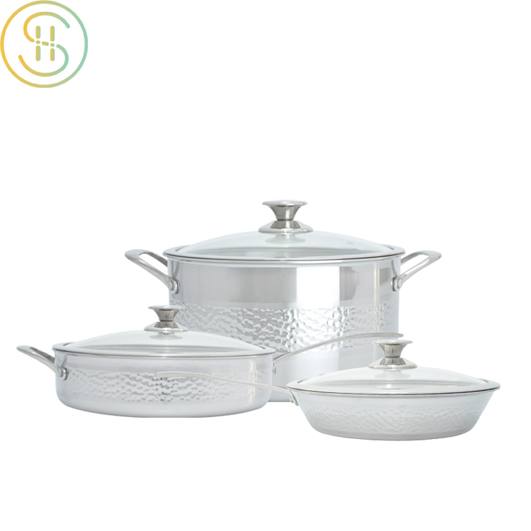 3 Ply 6pcs Stainless Steel Embossed Cookware Set--SC 040