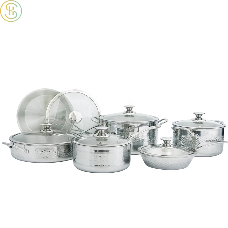 3 Ply 12pcs Stainless Steel Embossed Cookware Set --SC 041